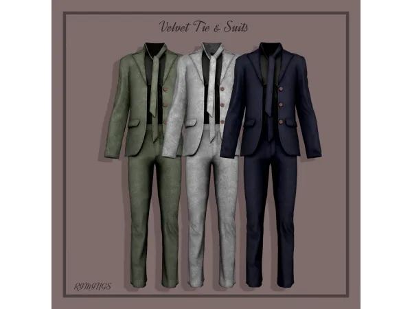 Alpha [RIMINGS] Velvet Tie Suits - The Sims 4 Custom Content