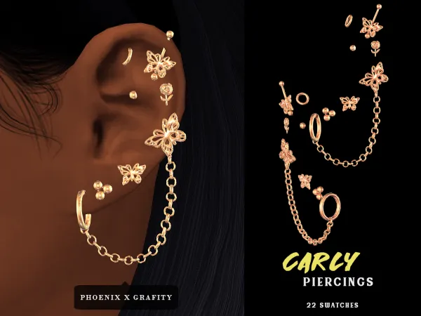 Alpha Phoenix X Grafity Carly Piercings - The Sims 4 Custom Content