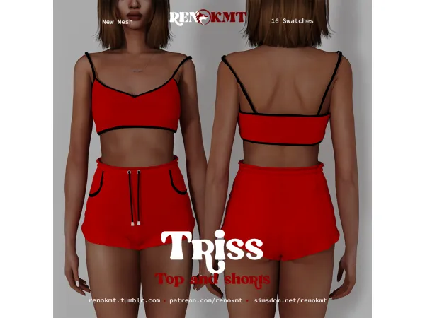 Alpha [RENOKMT] Triss Top and Shorts - The Sims 4 Custom Content