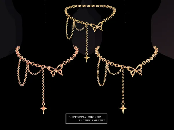 Alpha Phoenix X Grafity Butterfly Choker - The Sims 4 Custom Content