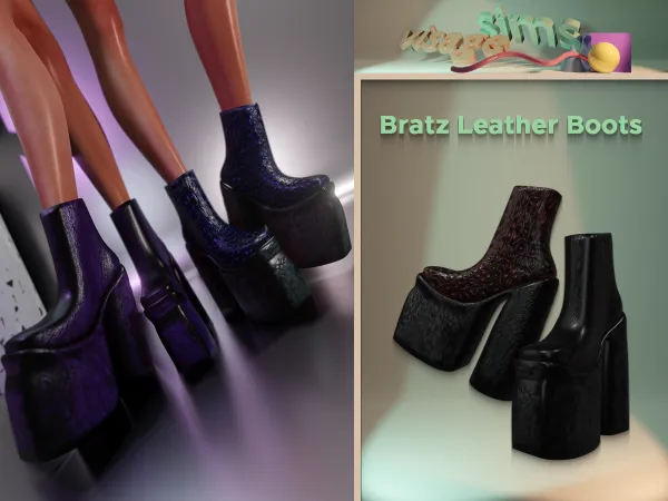 Alpha Br4tz Leather Boots by v1s4g3 - The Sims 4 Custom Content