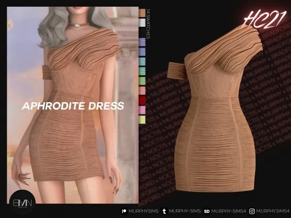 Alpha Aphrodite Off Shoulder Corset Dress [HC21] by bradford - The Sims 4 custom content