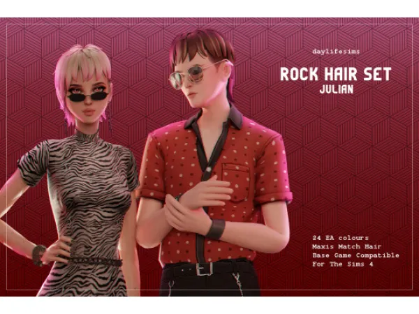 Maxis Match ROCK HAIR SET Julian by daylife - The Sims 4 Custom Content