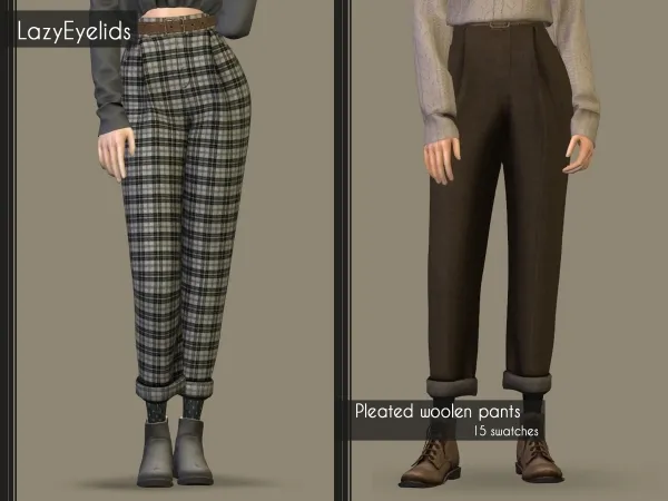 Alpha Pleated woolen pants - The Sims 4 Custom Content