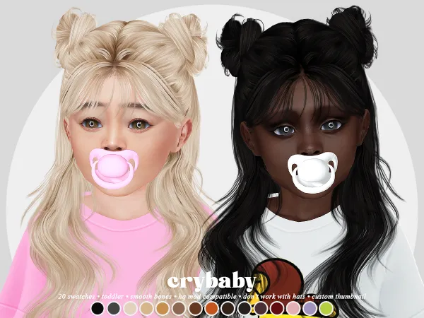 Alpha crybaby eliane hair (s club) toddler f - The Sims 4 Custom Content