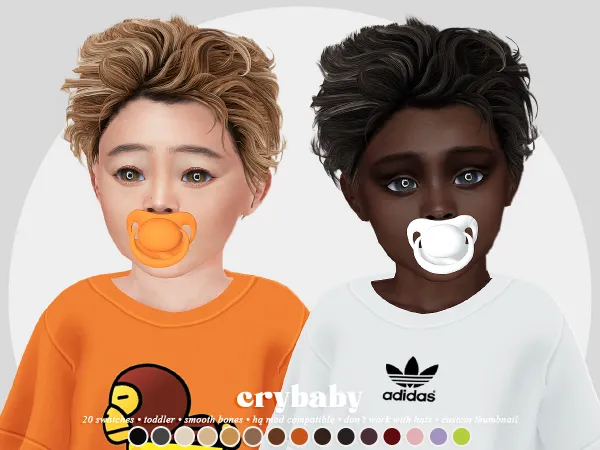 Alpha crybaby short curly hair (s club) toddler f - The Sims 4 Custom Content