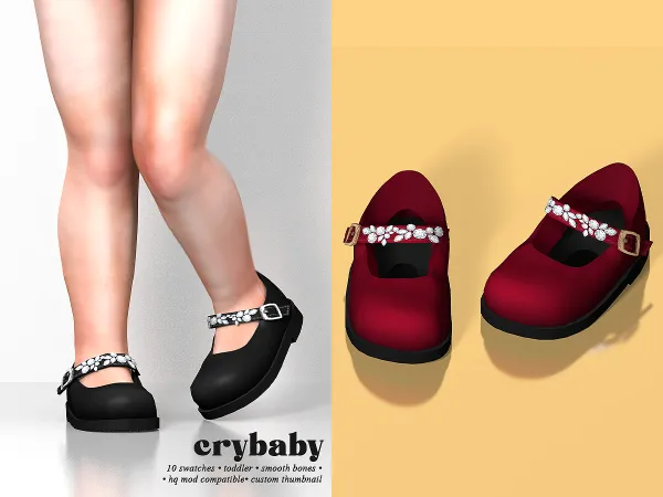 Mix crybaby leather lollita shoes wt diamonds (arltos) toddler f - The Sims 4 Custom Content