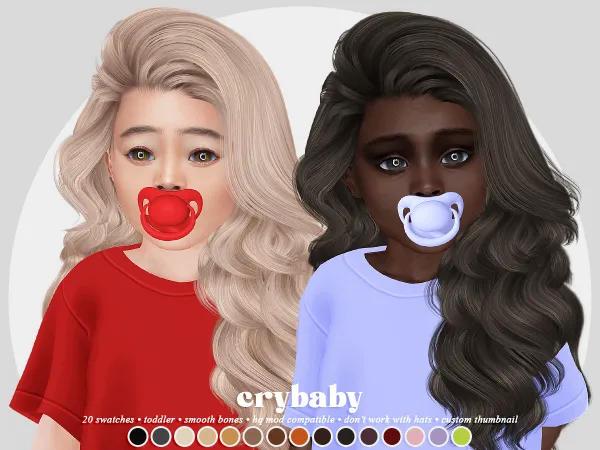 Alpha crybaby n93 hair (s club) toddler f - The Sims 4 Custom Content