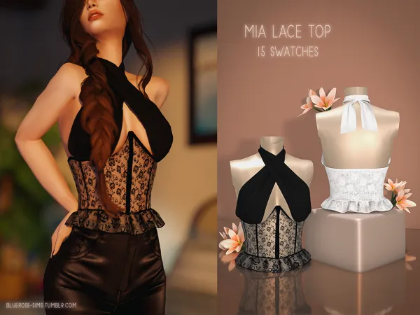 Alpha Mia Lace Top BRsims - The Sims 4 Custom Content