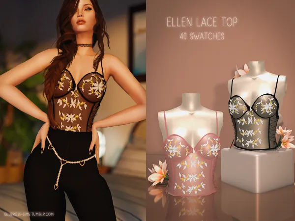 Alpha Ellen Lace Top BRsims - The Sims 4 Custom Content