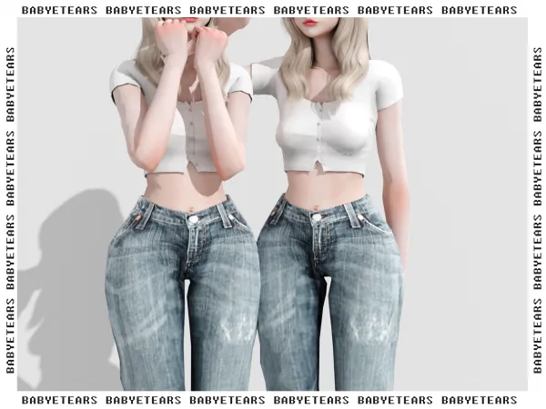 Alpha Jeans and top Babyetears - The Sims 4 Custom Content