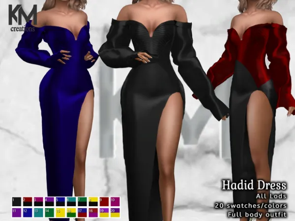 Alpha [KM] Hadid Dress - The Sims 4 Custom Content