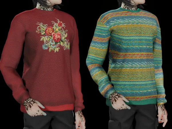 Alpha Pullover Flower bully by [Shushilda] - The Sims 4 Custom Content