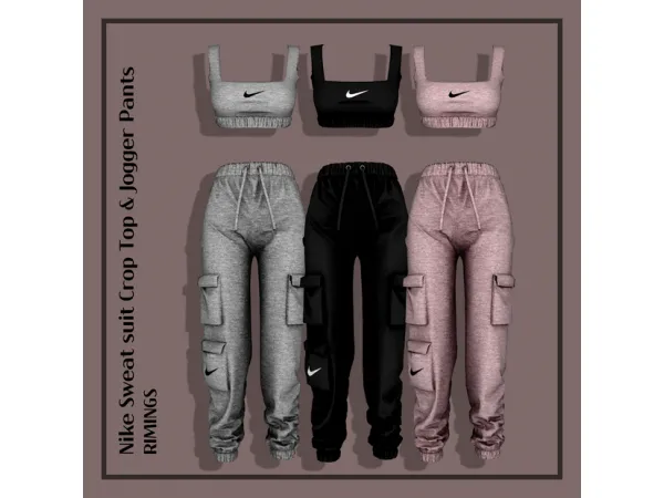Alpha [RIMINGS] Sweat suit Crop Top Jogger Pants - The Sims 4 Custom Content