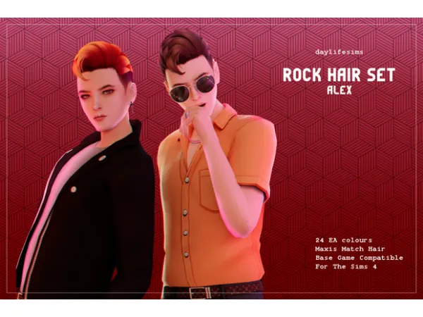 Maxis Match ROCK HAIR SET Alex by Daylife Sims - The Sims 4 Custom Content