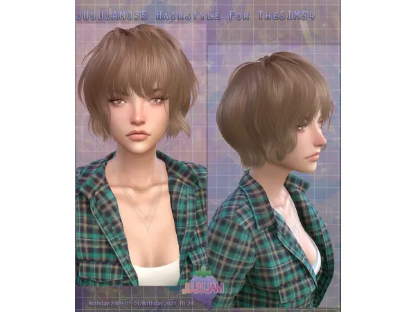 Alpha Jujujam035 Hair (female) by JUJUJAM - The Sims 4 Custom Content