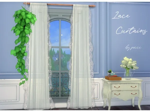 Mix lace curtains by pocci - The Sims 4 Custom Content