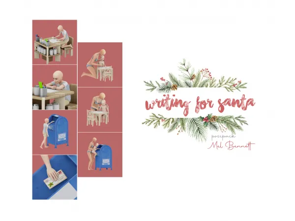 Mix Advent Calendar 2 Writing for Santa Posepack - The Sims 4 Custom Content