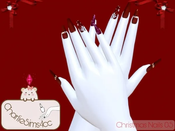 Alpha Christmas Nails 05 by charliesims4cc - The Sims 4 Custom Content