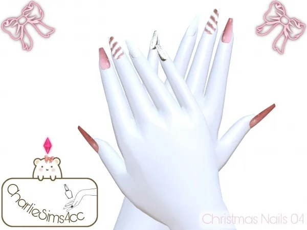 Alpha Christmas Nails 04 by charliesims4cc - The Sims 4 Custom Content