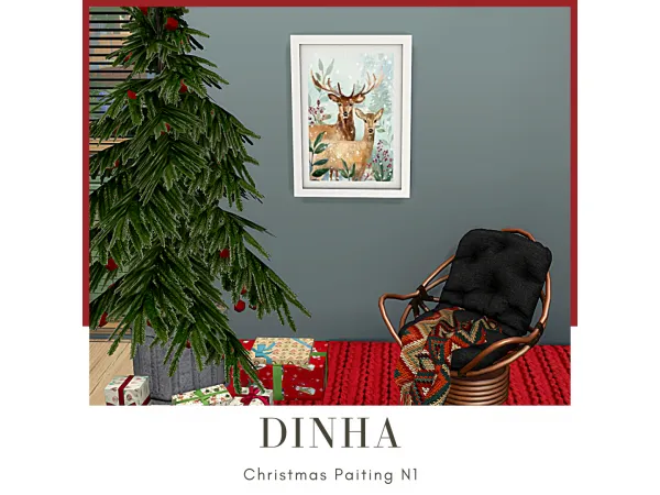 Alpha Christmas Paintings N1 N2 - The Sims 4 Custom Content