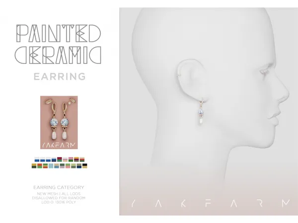 Alpha Painted Ceramic Earring - The Sims 4 Custom Content