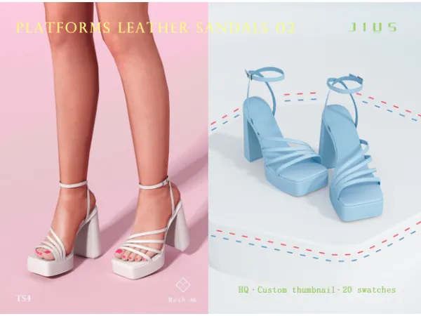 Mix Platforms Leather Sandals 02 sims by Jius - The Sims 4 Custom Content