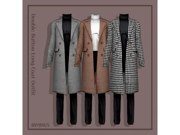 Alpha [RIMINGS] Double Button Long Coat Outfit - The Sims 4 Custom Content