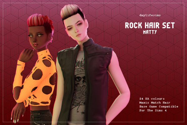 Maxis Match ROCK HAIR SET Matty by simsfinds - The Sims 4 Custom Content