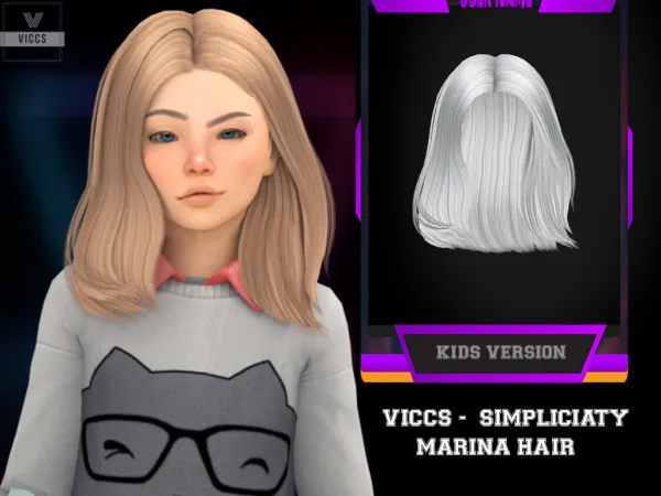 Alpha VICCS_ MARINA HAIR CONVERTED FOR KIDS (MESH by SIMPLICIATY) - The Sims 4 Custom Content