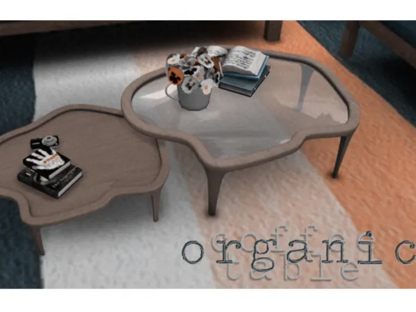 Alpha Organic Coffee Table Set by simsfinds - The Sims 4 Custom Content