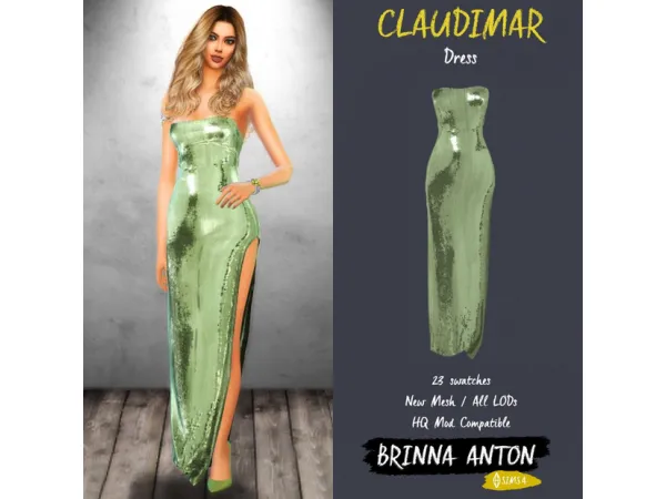 Alpha CLAUDIMAR Dress by Brinna Anton - The Sims 4 Custom Content