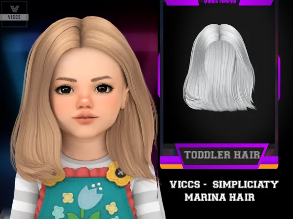 Alpha VICCS_MARINA HAIR CONVERTED FOR TODDLERS (SIMPLICIATY MESH) - The Sims 4 Custom Content