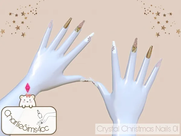 Alpha Crystal Christmas Nails 01 - The Sims 4 Custom Content