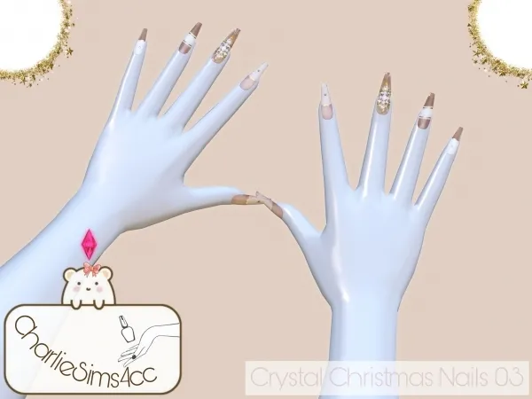 Alpha Crystal Christmas Nails 03 - The Sims 4 Custom Content