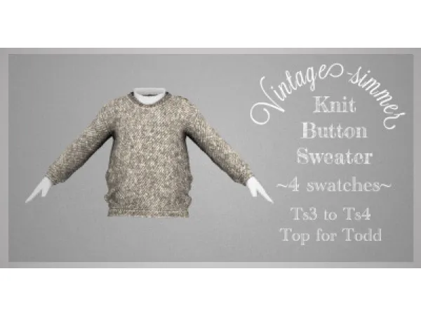 Alpha Button Sweater Y Pullover by simsfinds - The Sims 4 Custom Content