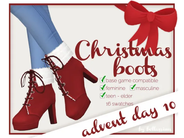 Maxis Match Advent Day 10 Christmas Boots by Bellassims - The Sims 4 Custom Content