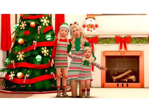 Maxis Match GingerLlama Female Holly Dress Toddler - The Sims 4 Custom Content