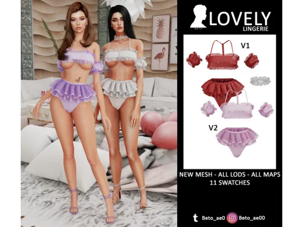 Alpha Lovely (Lingerie V1 and V2) by Beto - The Sims 4 Custom Content