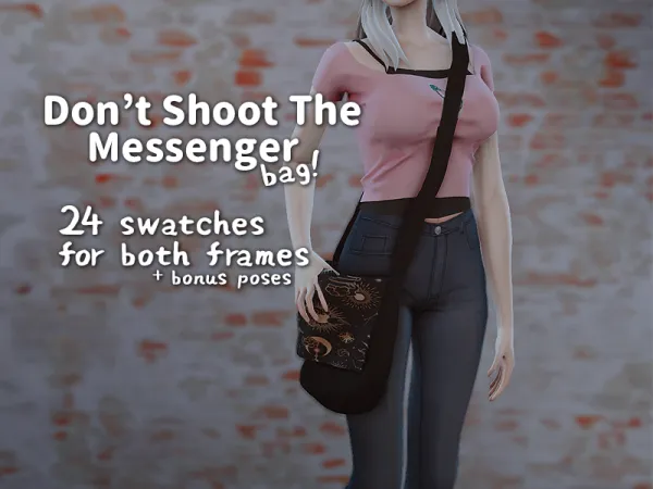 Alpha Don't Shoot the Messenger Bag Poses by drosims - The Sims 4 Custom Content
