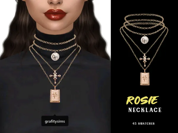 Alpha Rosie Layered Necklace - The Sims 4 Custom Content