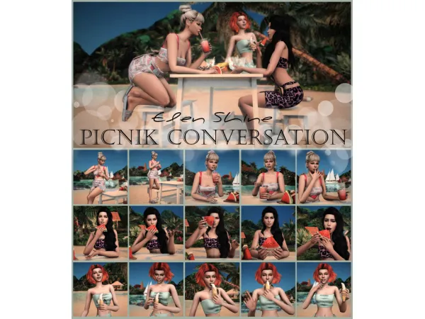 Mix [ES] Picnik Conversation by Elen Shine - The Sims 4 Custom Content