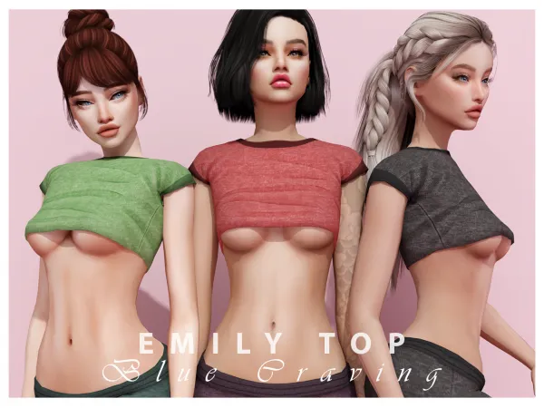 Mix Blue Craving Emily Sport Top - The Sims 4 Custom Content