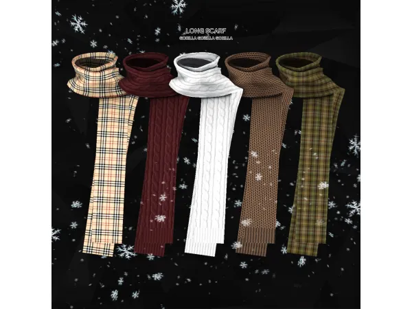 Alpha Long Scarf by [Gorilla Gorilla Gorilla] - The Sims 4 Custom Content