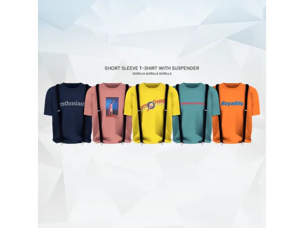 Alpha Short Sleeve T Shirt with Suspender by Gorilla Gorilla Gorilla - The Sims 4 Custom Content