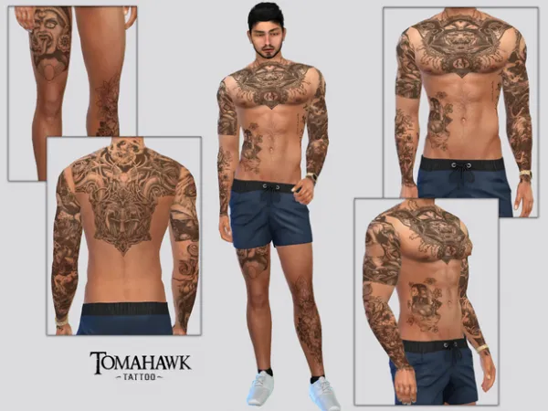 Mix Tomahawk Tattoo (Mick) by McLayneSims - The Sims 4 Custom Content