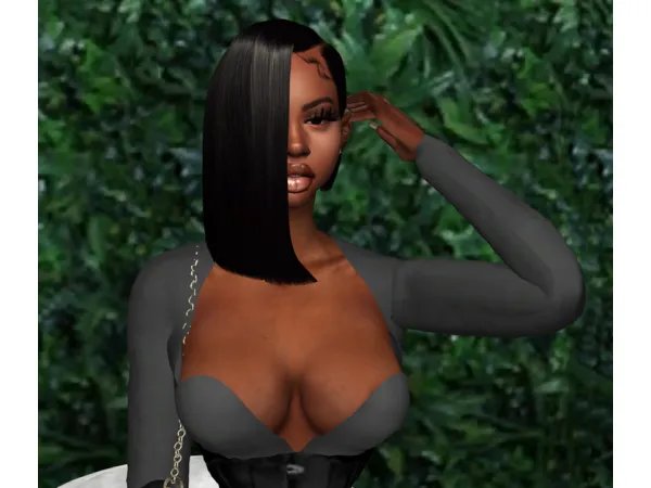 Alpha Giselle bob hair by brandysims - The Sims 4 Custom Content
