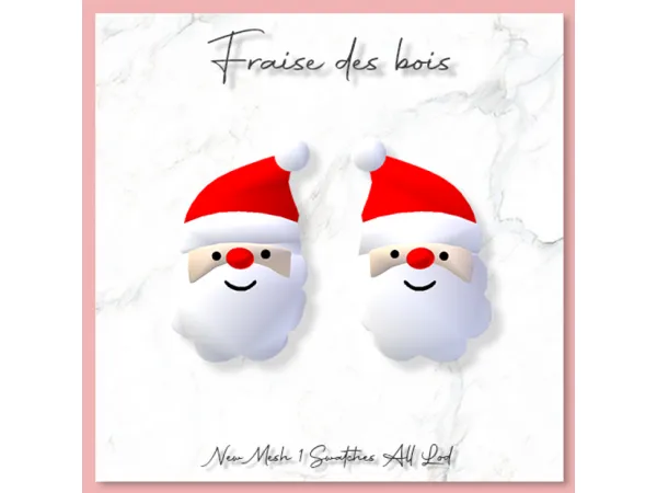 Mix [Sbe] Santa Earrings by Sbe_Sims - The Sims 4 Custom Content
