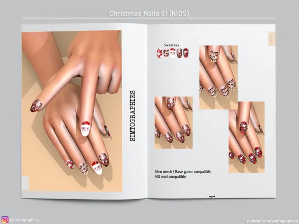 Alpha Christmas Nails 01 - The Sims 4 Custom Content