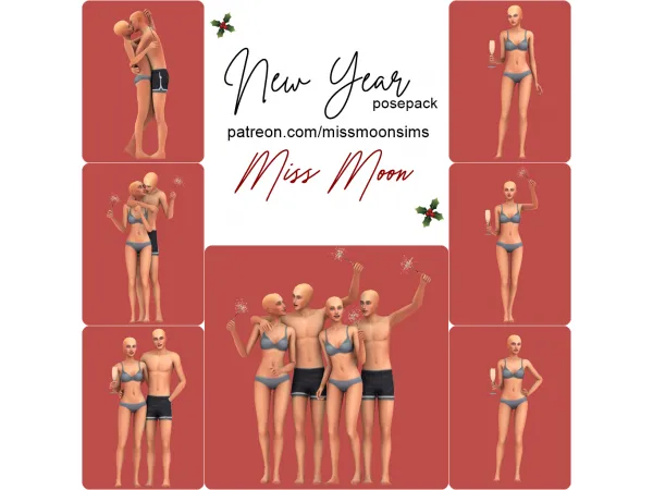 Mix New Year posepack - The Sims 4 Custom Content